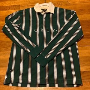 Good used condition. Obey long sleeve rugby style collared shirt